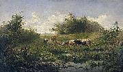 Gerard Bilders Cows at a pond oil painting reproduction